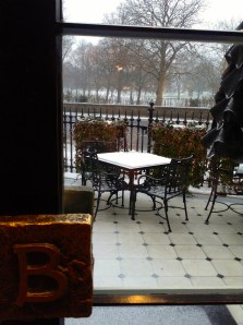 Warm and cozy with the fireplace, inside the gorgeous Baglioni Hotel